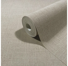 Beige Vliestapete mit Leinenstruktur