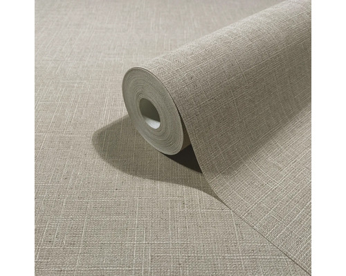 Beige Vliestapete mit Leinenstruktur