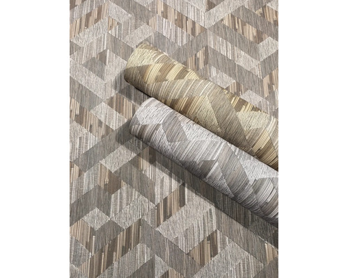 Vliestapete mit geometrischem Zickzackmuster in Weboptik.