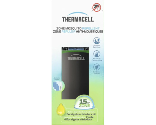 Thermacell Mückenschutzgerät für den Außenbereich mit Eukalyptus Wirkstoff für 15 Quadratmeter Wirkungsbereich ohne Spray.