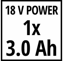 Symbol für einen 18 Volt Akku mit 3.0 Amperestunden Kapazität