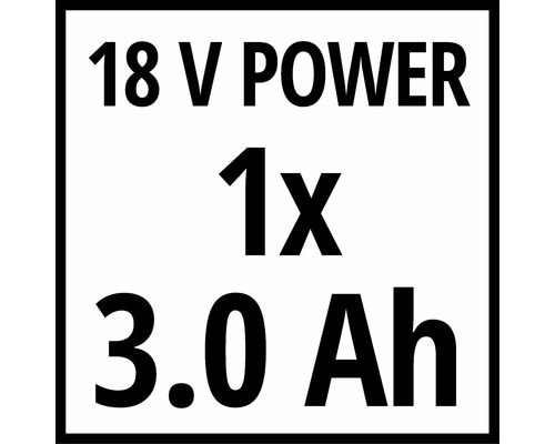 Symbol für einen 18 Volt Akku mit 3.0 Amperestunden Kapazität