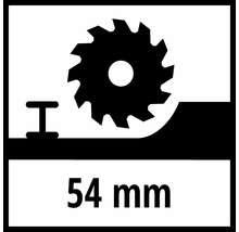 Symbol für eine maximale Schnitttiefe von 54 Millimetern bei einer Kreissäge