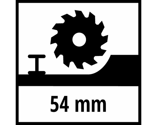 Symbol für eine maximale Schnitttiefe von 54 Millimetern bei einer Kreissäge