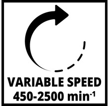 Symbol für variable Drehzahl von 450 bis 2500 Umdrehungen pro Minute