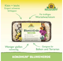 Neudorff Kokohum torffreie Blumenerde als gepresster Kokosfaser Ziegel für sieben Liter Erde geeignet für Balkon und Terrarien.