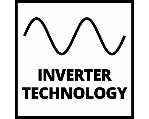 Symbol für Inverter Technologie mit einer Sinuswellendarstellung zur Kennzeichnung von Stromerzeugern.
