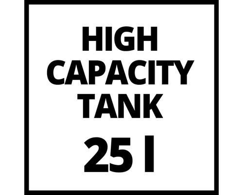 Symbol für einen Tank mit einer Kapazität von 25 Litern.