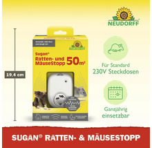 Neudorff Sugan Ratten- und MäuseStopp Ultraschallgerät zur Schädlingsabwehr für 50 Quadratmeter mit Netzstecker für Innenräume.