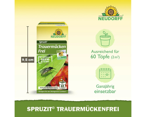 Neudorff Spruzit Trauermückenfrei Mittel gegen Trauermücken zur einfachen Gießanwendung, geeignet für ökologischen Landbau, 9,5 Zentimeter hoch.
