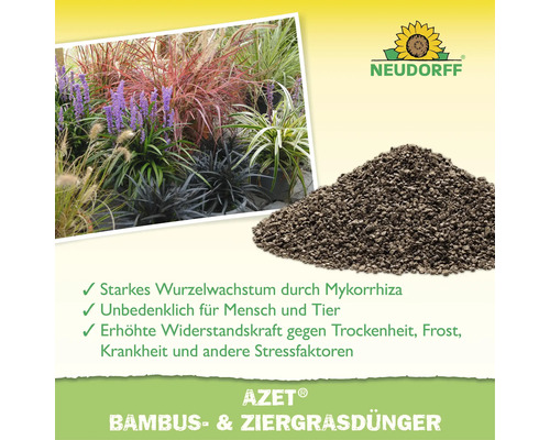 Neudorff Azet Bambus und Ziergrasdünger als organischer Dünger in Granulatform für gesundes Pflanzenwachstum mit Mykorrhiza.