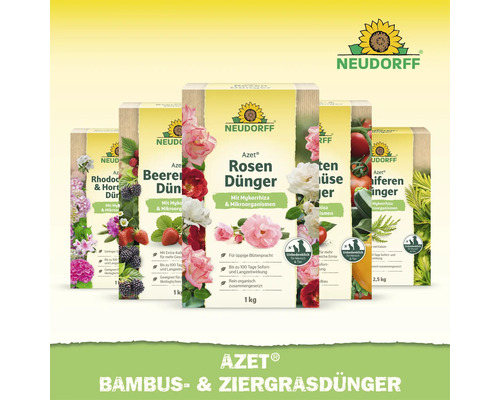 Neudorff Azet Dünger Sortiment in verschiedenen Packungsgrößen für Rosen, Beeren, Rhododendron, Gemüse und Koniferen mit Mykorrhiza.
