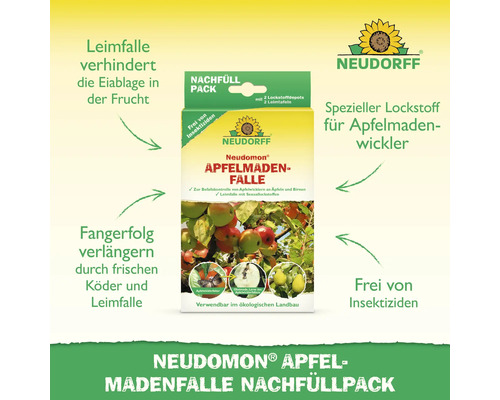 Neudorff Neudomon Apfelmadenfalle Nachfüllpack zur Befallskontrolle von Apfelwicklern an Äpfeln und Birnen ohne Insektizide.