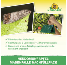 Neudorff Neudomon Apfelmadenfalle Nachfüllpack mit zwei Leimböden und zwei Pheromonkapseln zur Bekämpfung von Apfelwicklern an Obstbäumen.
