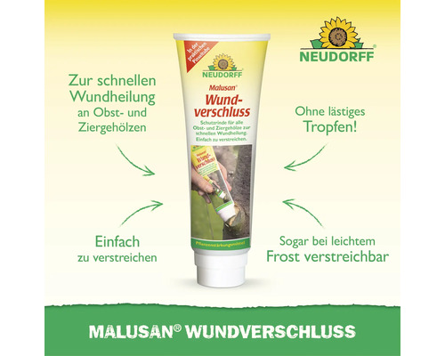 Neudorff Malusan Wundverschluss Tube zur Wundheilung von Obst- und Ziergehölzen mit integriertem Pinsel