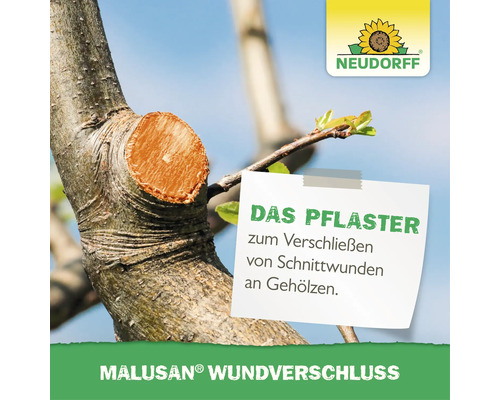 Neudorff Malusan Wundverschluss Pflaster für Schnittwunden an Bäumen und Sträuchern mit Neudorff Logo.