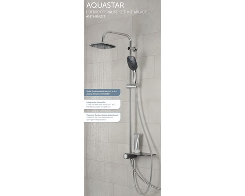 Aquastar Duschkopfset mit Ablage für das Badezimmer