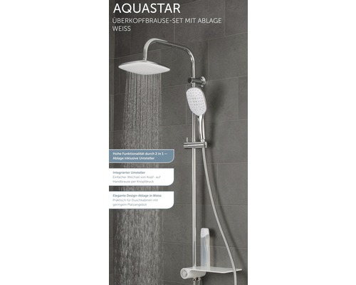 Aquastar Duschkopfset mit Ablage im Badezimmer