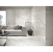 Feinsteinzeug Bodenfliese Eterna White Pulido 80x160 cm glänzend rektifiziert