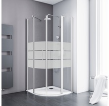 Eckdusche mit Duschkopf und Brausegarnitur in einem Badezimmer