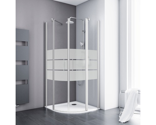 Runddusche mit Drehtür Schulte ExpressPlus Alexa Style 2.0 Radius 550 mm 900x900x1920 mm Dekor Depoli Light alunatur