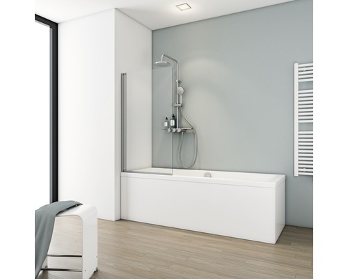 Badewannenfaltwand Schulte ExpressPlus Komfort 1-teilig 70x130 cm Echtglas Klar hell aluminium