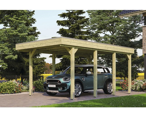 Einzelcarport SKAN HOLZ Friesland inkl. EPDM-Dachfolie und H-Pfostenanker 314 x 555 cm imprägniert