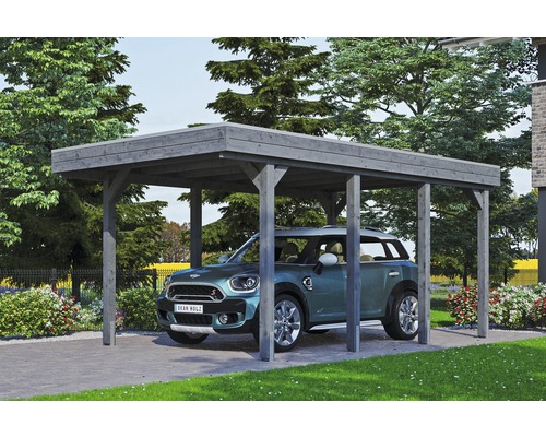 Einzelcarport SKAN HOLZ Friesland inkl. EPDM-Dachfolie und H-Pfostenanker 314 x 555 cm grau