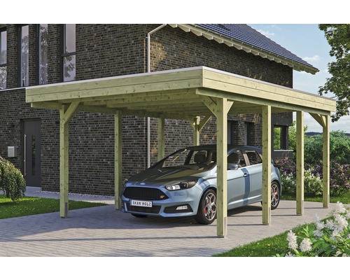 Einzelcarport SKAN HOLZ Friesland inkl. EPDM-Dachfolie und H-Pfostenanker 397 x 555 cm imprägniert