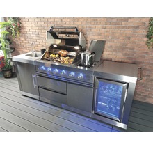 Edelstahl Outdoor Küche mit Grill, Spüle, Kochfeld und Getränkekühlschrank