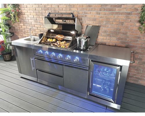 Buschbeck Gasgrill Outdoorküche Oxford mit 4 Brennern Seitenbrenner Edelstahlros - Bild 6 von 12