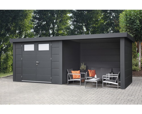 Gartenhaus Classico 3024 inkl. Regenrinne mit Seitendach, Rück- und Seitenwand rechts 602 x 258 cm granitgrau Gartenhaus Classico 3024 inkl. Regenrinne mit Seitendach, Rück- und Seitenwand rechts 602 x 258 cm granitgrau