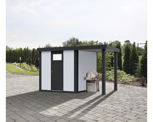 Gartenhaus Classico 2424 inkl. Regenrinne mit Seitendach rechts 426 x 259 cm weiß Gartenhaus Classico 2424 inkl. Regenrinne mit Seitendach rechts 426 x 259 cm weiß