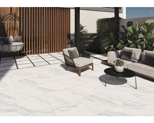 Feinsteinzeug Terrassenplatte Smartgrip Kante Marmor rektifizierte Kante 60 cm x 60 cm x 2 cm