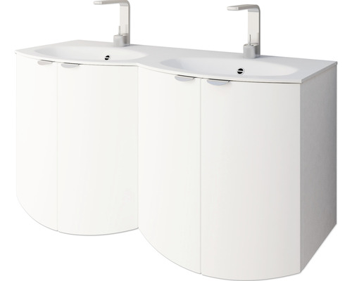 Doppelwaschtisch mit Unterschrank und Armaturen für das Badezimmer