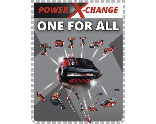 Power X-Change Akku mit verschiedenen Werkzeugen und Gartengeräten