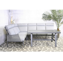Gartensitzgruppe mit Ecksofa und Tisch auf Steinterrasse