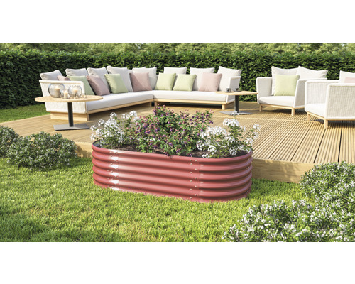 Hochbeet klassisch 401 Vita Basic 162,1 x 82,1 x 40,1 cm rubin Hochbeet aus Metall mit Bepflanzung im Garten