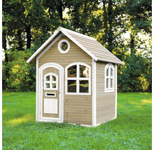 Spielhaus aus Holz mit Tür und Fenster im Garten