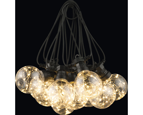 Lichterkette mit klaren Glühbirnen und internen Lichterketten