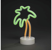Neonlampe in Form einer Palme auf einem Sockel