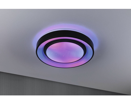LED Deckenleuchte 24W 750 lm RGB warmweiß mit Farbwechsel Ø 350 mm SpacyColor schwarz mit Fernbedienung + Regenbogeneffekt + Tunable White + Nachtlichtfunktion