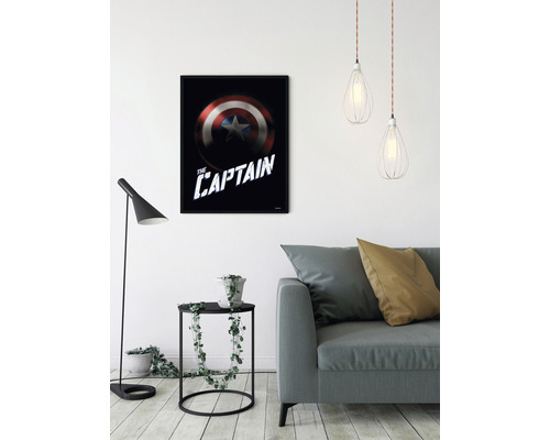 Dekoratives Captain America Wandbild über einer Couch
