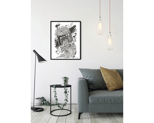 Wohnzimmer mit gerahmtem Bild und Couch