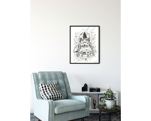Gerahmtes Star Wars Poster über Sessel und Regal