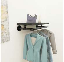 Wandgarderobe mit Kleiderstange und Ablage aus Holz und Metall
