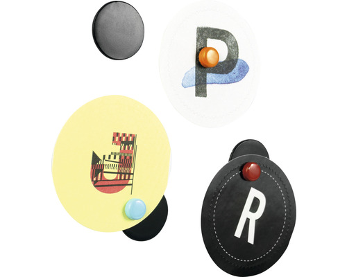 Dekorative Magnete mit Buchstaben und Mustern