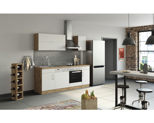 Küchenzeile Held Möbel Sorrento 1002.6279 weiß matt/eiche 210 cm jetzt  kaufen bei