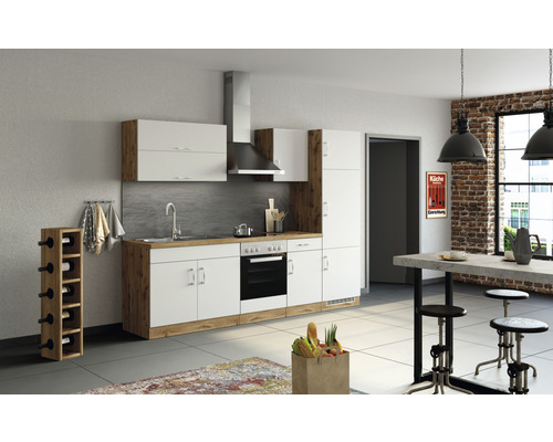 Küchenzeile Held Möbel Sorrento 1004.6279 weiß matt/eiche 270 cm