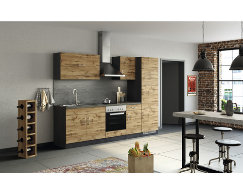 Küchenzeile Held Möbel Sorrento 1004.6282 eiche matt/grafit 270 cm